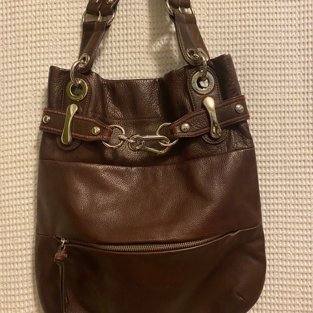 B. Makowsky Large Soft Leather Hobo Shoulder Bag